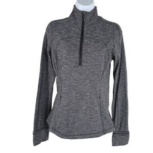 Lululemon Run Briskly 1/2 Zip Pullover Top Size 6 Coco Pique Black White TP-3330
